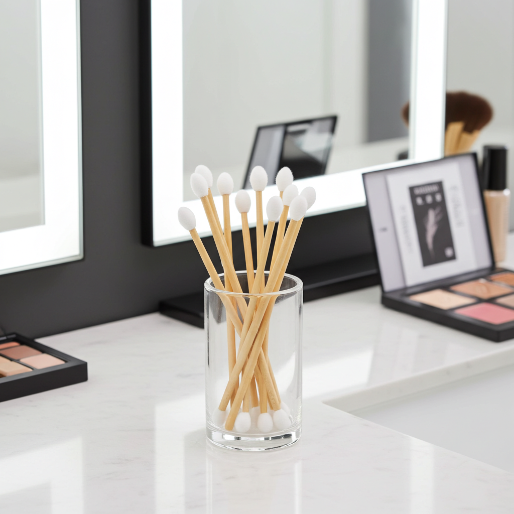 Bamboo eye liner applicator